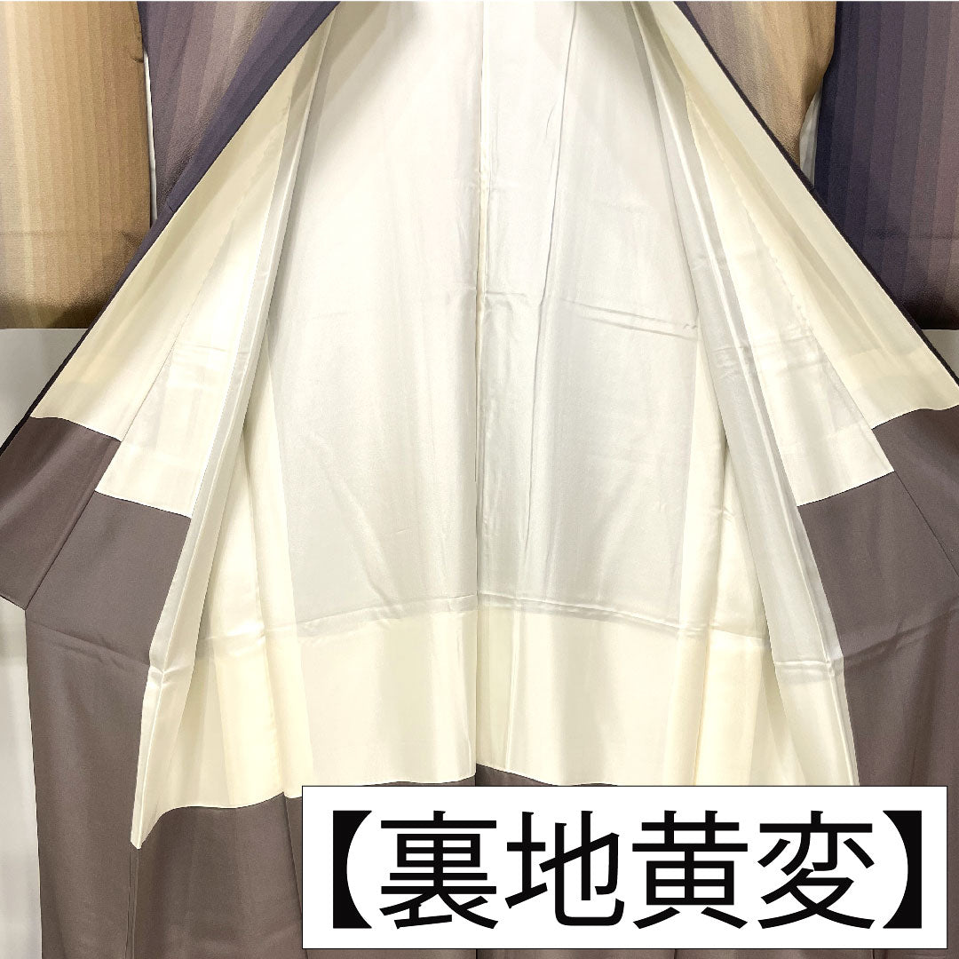 小紋 正絹 身丈161.5cm 裄丈67cm 袷 縞 多色使い Sランク グラデーション系 1115004172499