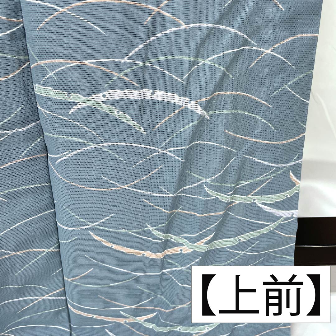 Summer kimono, polyester, small pattern, length 166cm, sleeve length 66cm, Oborohana (Oborohana) color, dew grass, washable, silk pongee, S rank, light blue, product number 1132002492524
