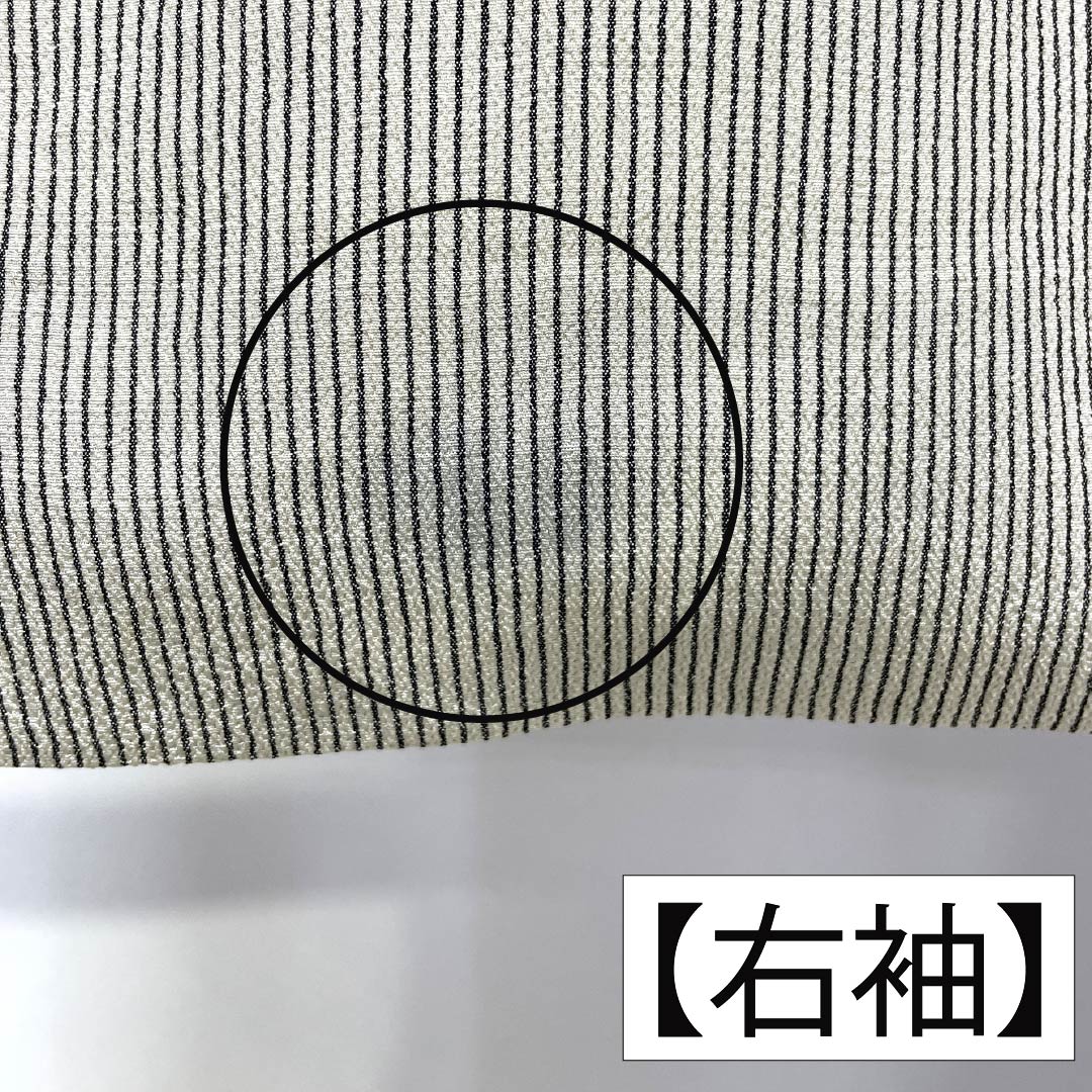 紬 正絹 Aランク 身丈154cm 裄丈62cm 乳白色(にゅうはくしょく) 塩沢紬 縞 袷 白系 1116004573211