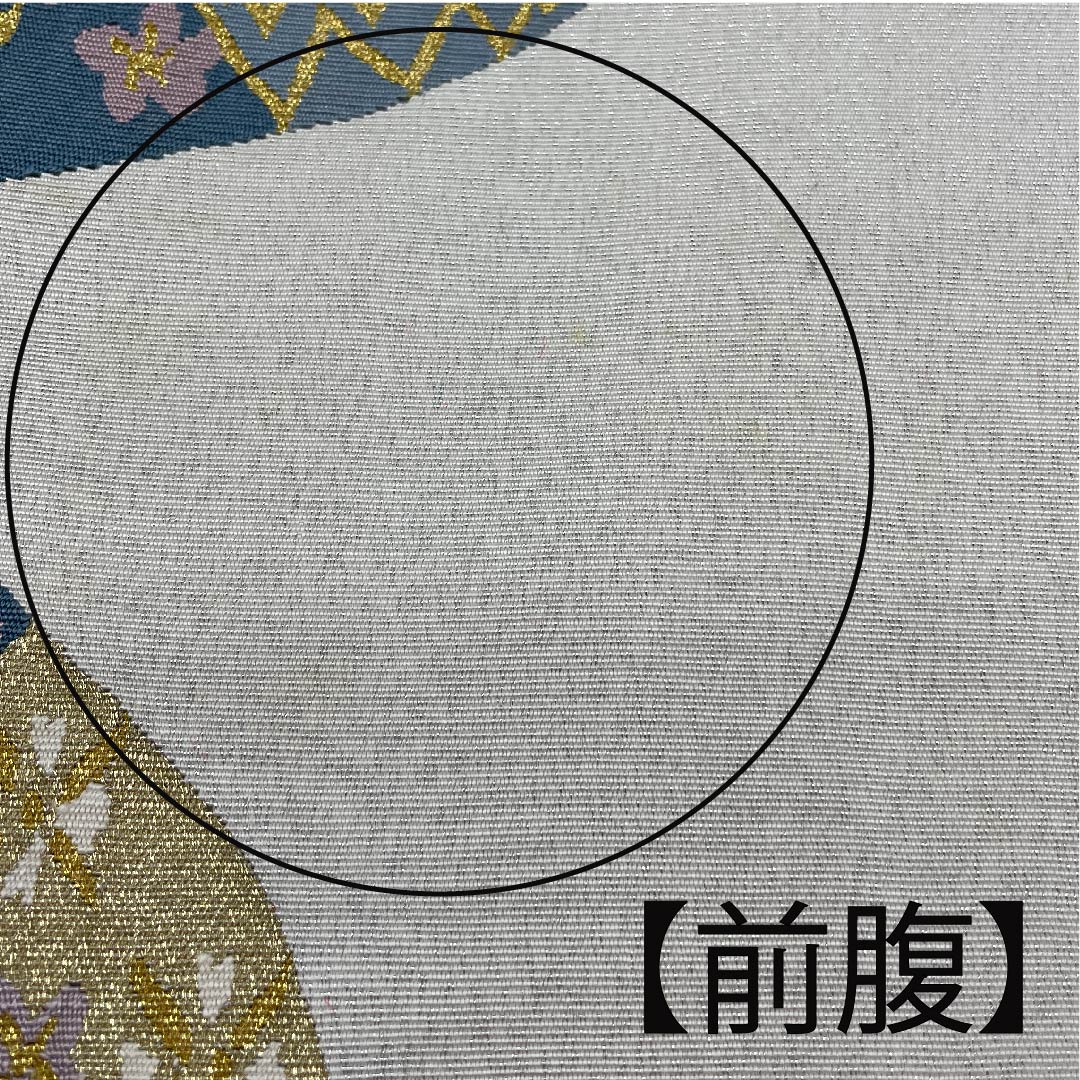 袋帯 銀白色色(ぎんはくしょくいろ) 小花 帯丈446cm 正絹 Bランク 六通 セミフォーマル 銀系 1123007174322