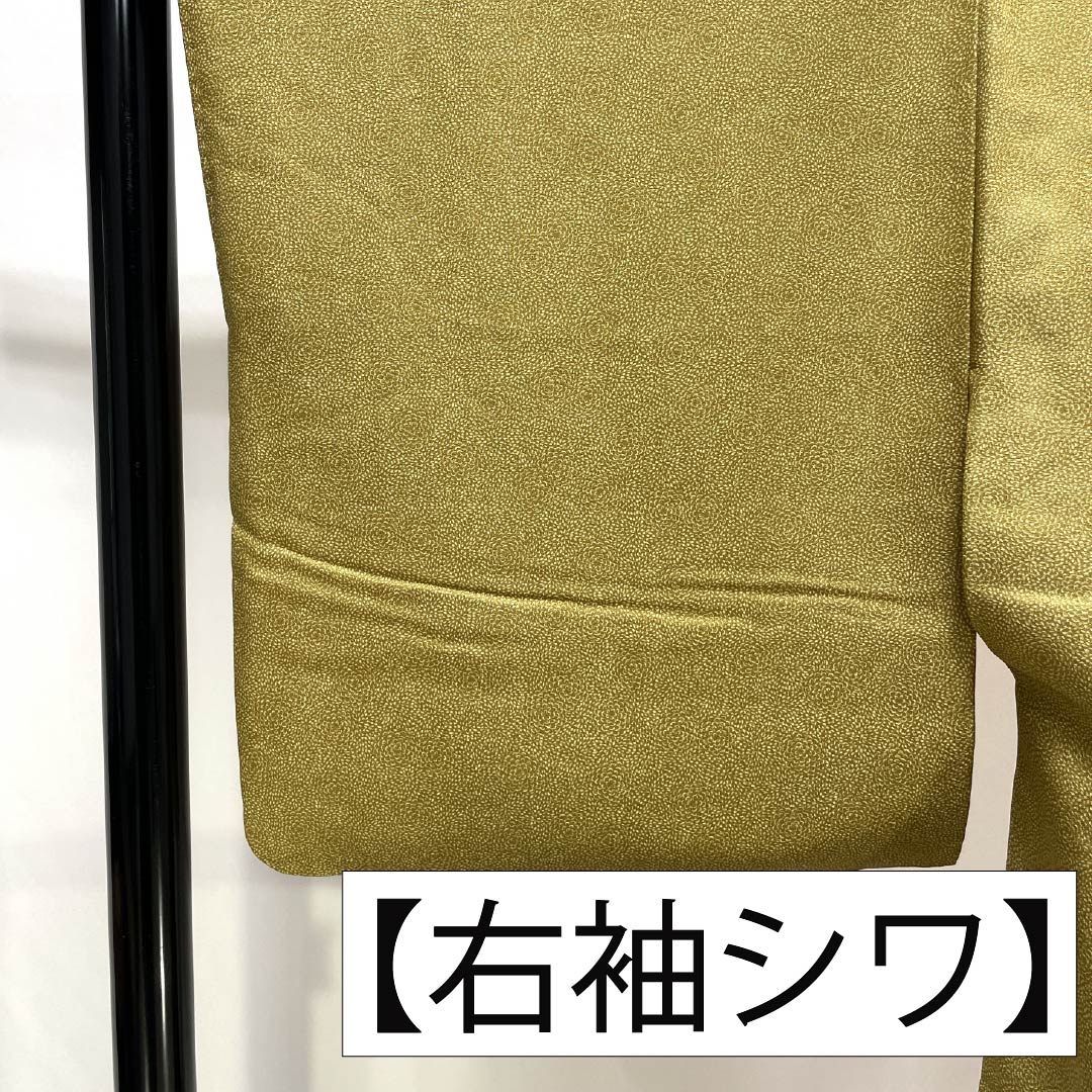 訪問着 正絹 Aランク 袷 身丈175cm 裄丈66.5cm 黄橡色(きつるばみいろ) 江戸小紋 重要無形文化財 今坂國雄 絞り道長 伝統工芸伝承者 黄系 1112007483823