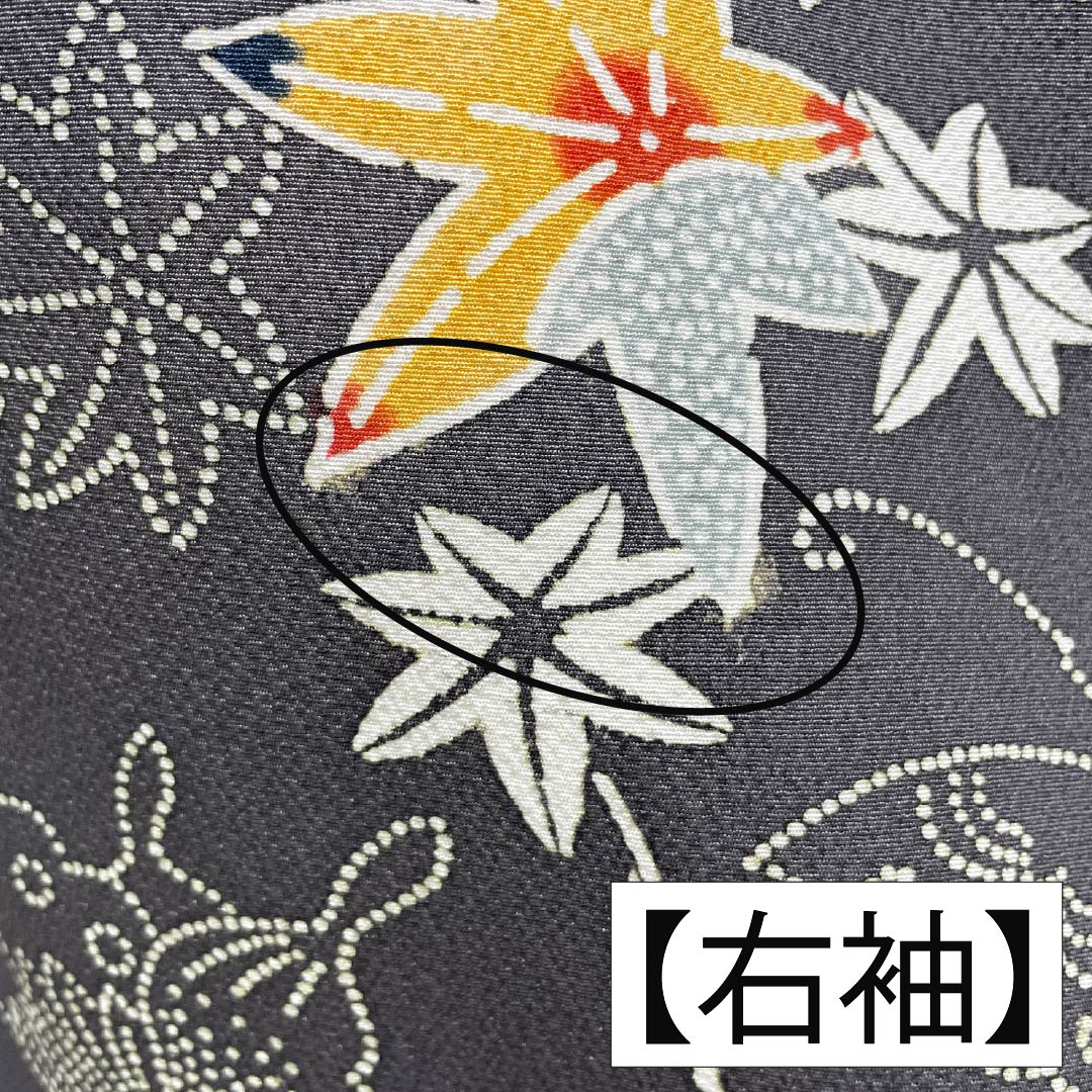 小紋 正絹 Sランク 身丈154cm 裄丈64cm 袷 薄黒色(うすぐろいろ) 京紅型 半衿付き 蝶 花 グレー系 1115007742222