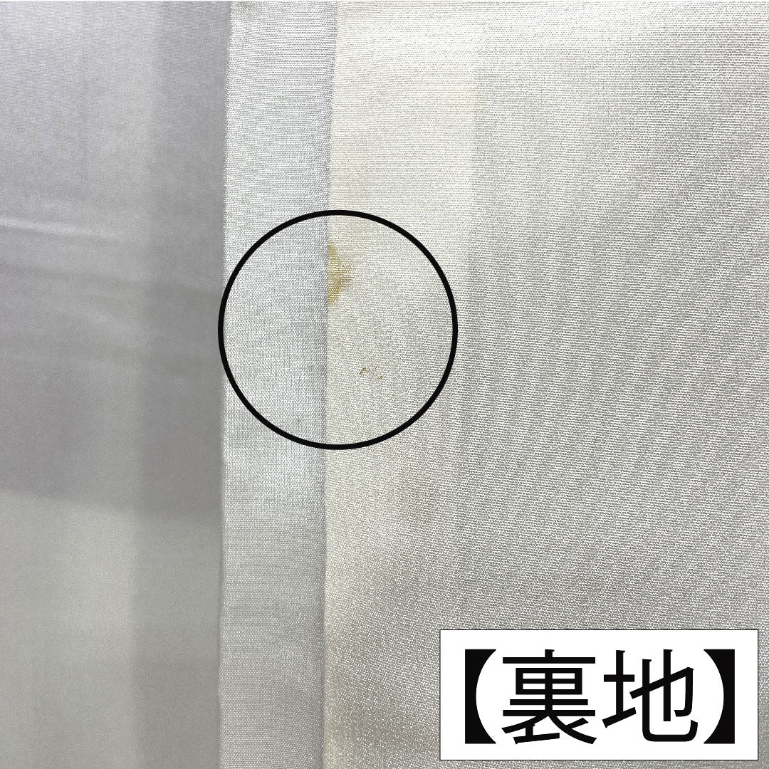 訪問着 正絹 袷 身丈162.5cm 裄丈62.5cm 帯紅色(たいこうしょく) 紬地 一つ紋 丸に角立四ツ目 付下げ Sランク 紫系 1112005572420