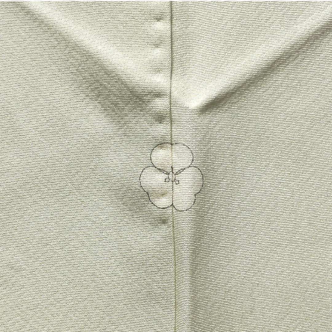 訪問着 袷 身丈159.5cm 裄丈65cm 翠山刺繡 利休白茶色 汕頭刺繡 蘇州刺繡 片喰 正絹 Sランク 緑系 1112002242319