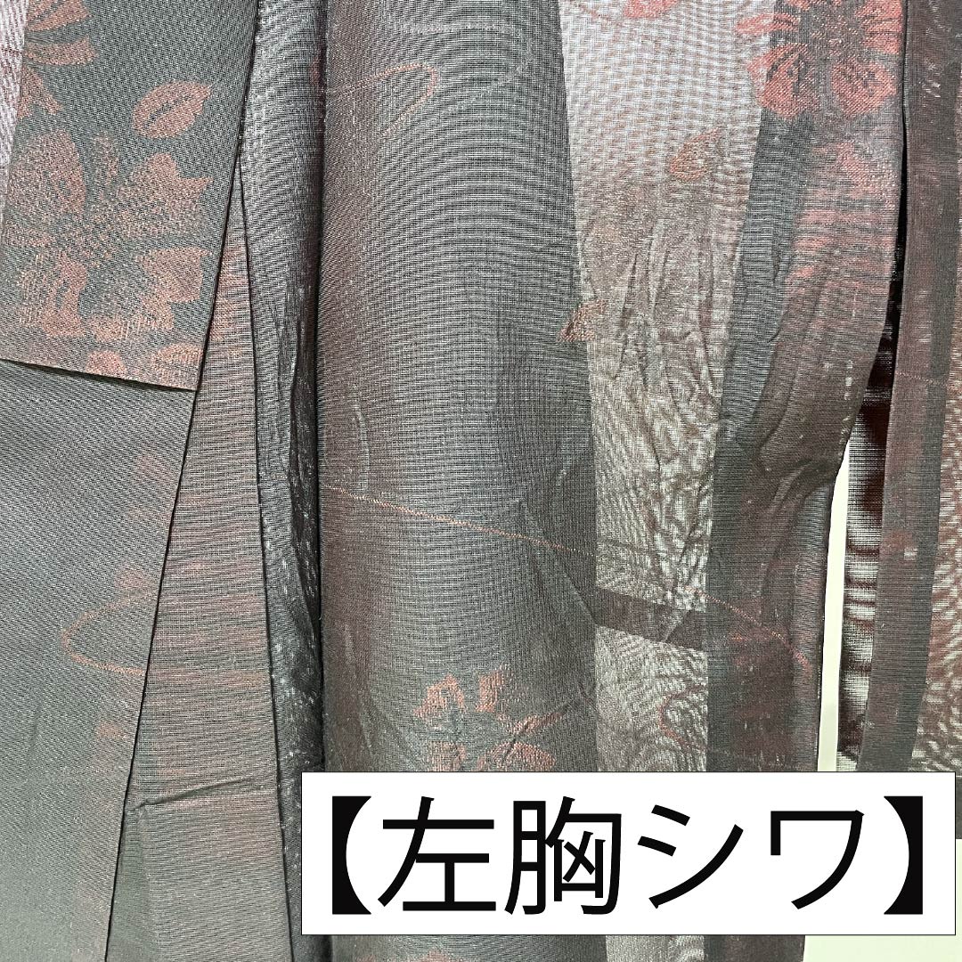 夏物 正絹 お召 Sランク 身丈159.5cm 裄丈64cm 臙脂墨色(えんじずみいろ) 流水 花柄 紗 赤系 1132004392312