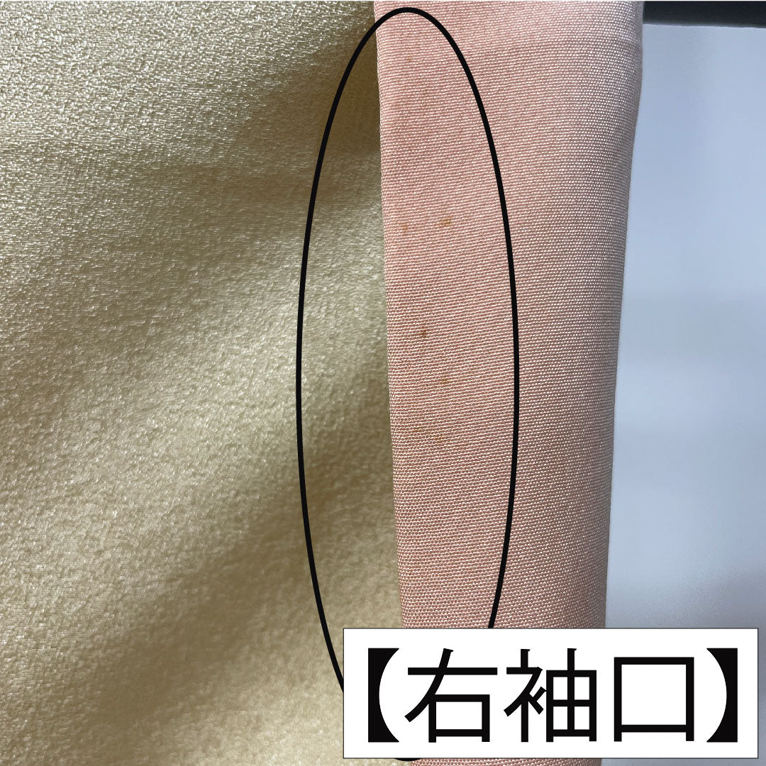 Plain color, pure silk, length 155.5cm, sleeve length 64.5cm, Tokyo white brown, plain color, plum blossom pattern, lined, A rank, yellow, 1114001463323