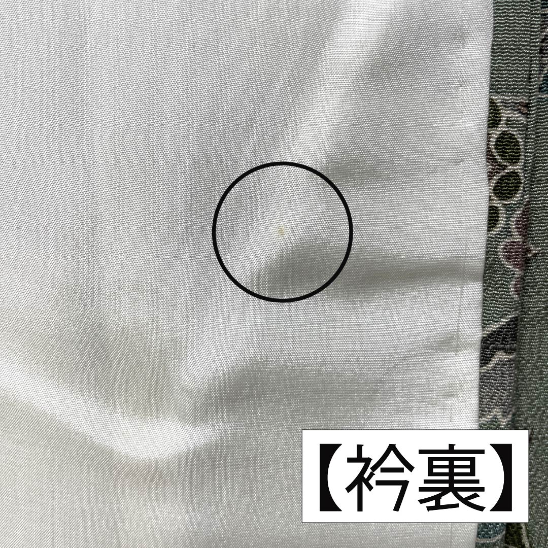 Komon (small pattern) silk, S rank, length 156.5cm, sleeve length 63cm, lined, Rikyu gray (Rikyu mouse color), chintz, green, 1115007162319