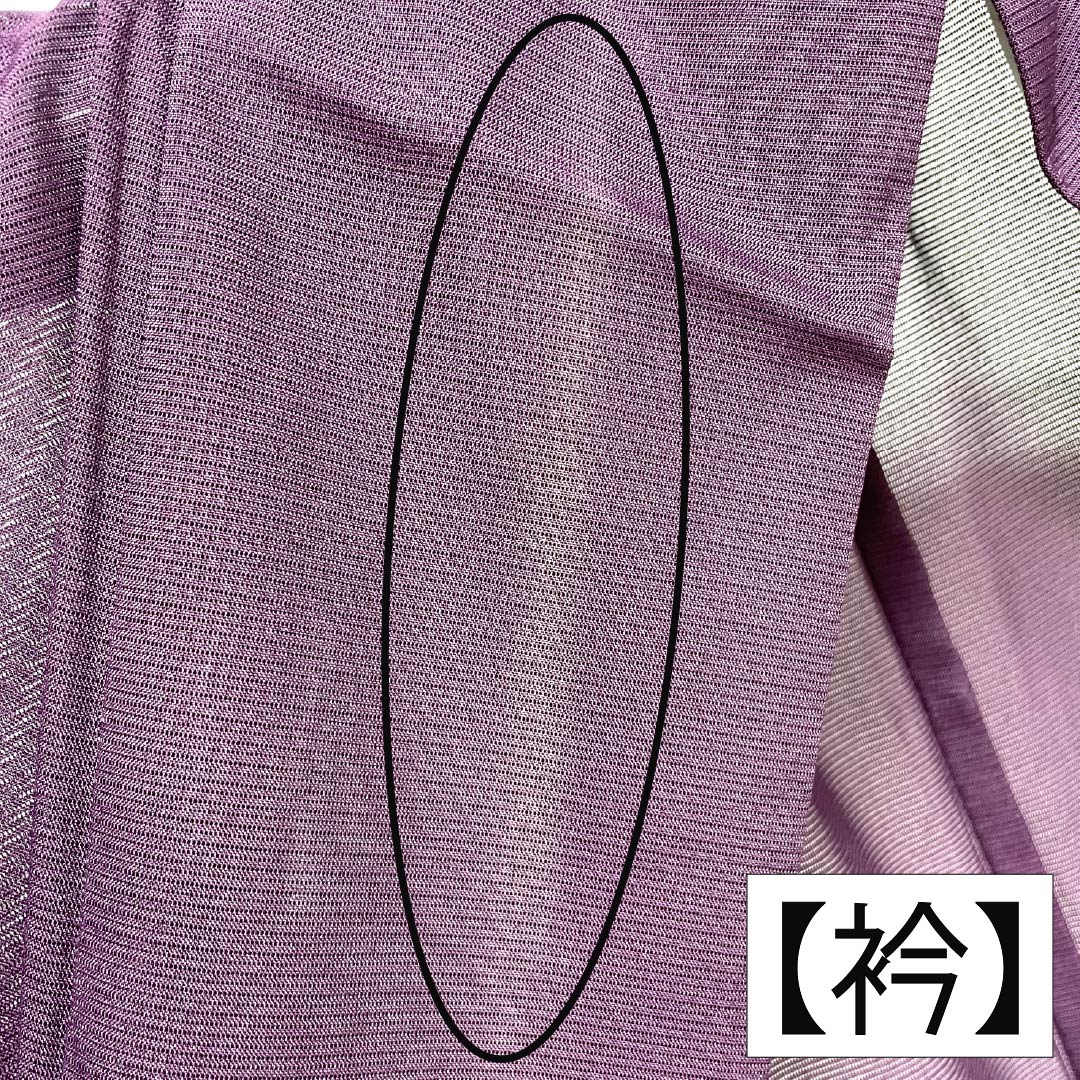 夏物 ポリエステル 色無地 Aランク 身丈160.5cm 裄丈64cm 似紫色(にせむらさきいろ) 洗える着物 素無地 絽 紫系 1132004243420