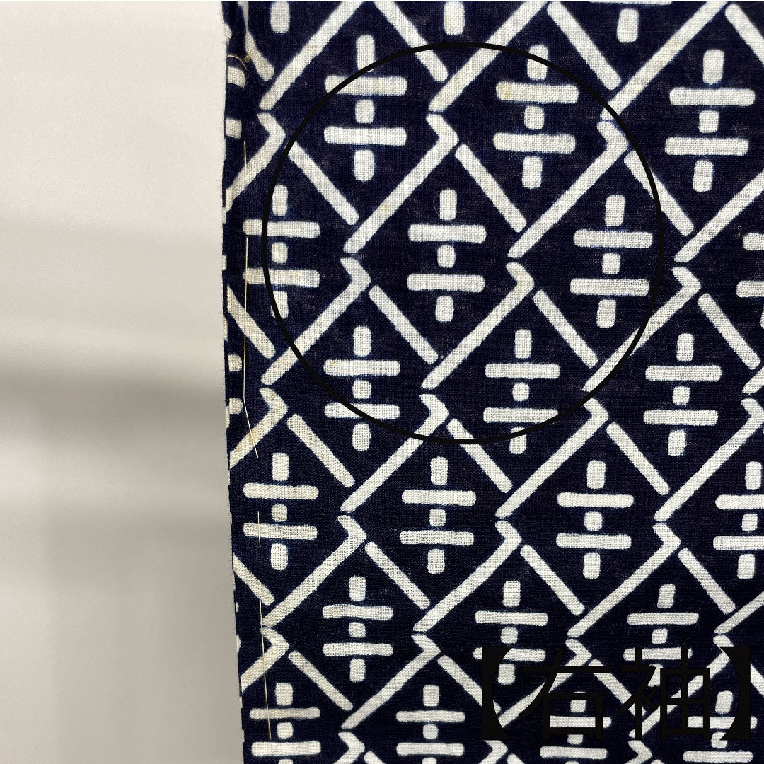 Men's Yukata, Geometric Pattern, Cotton, B Rank, Single Layer, Length 150cm, Sleeve Length 70cm, Navy Blue, 1118001614118