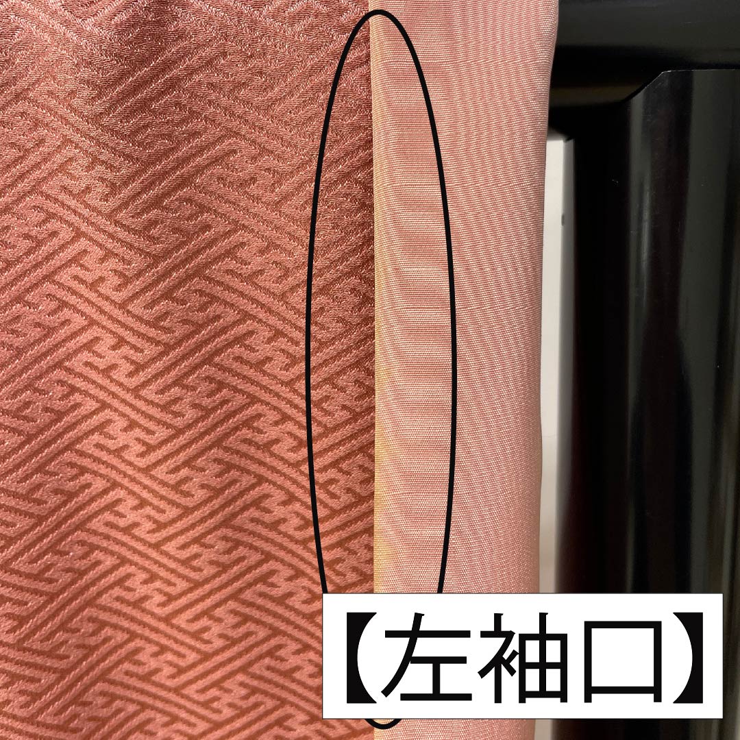 訪問着 正絹 Bランク 袷 身丈164.5cm 裄丈64cm 長春色(ちょうしゅんいろ) 絞り 刺繍 紗綾形 雲取り ピンク系 1112006214413