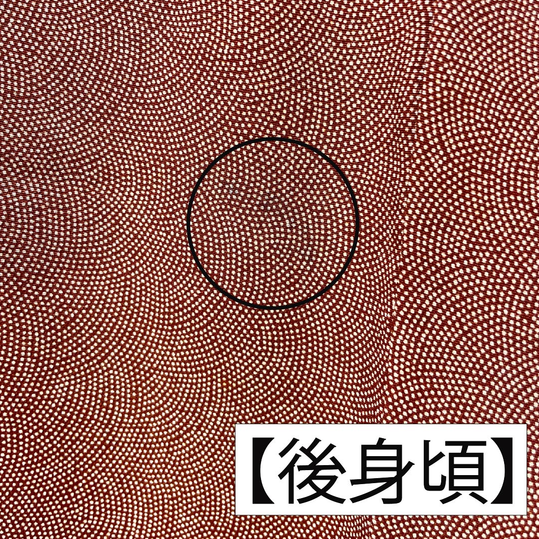 訪問着 正絹 Aランク 袷 身丈157cm 裄丈63cm 赤銅色(しゃくどういろ) 型染 江戸小紋 鮫柄 風景模様 茶系 1112006133314