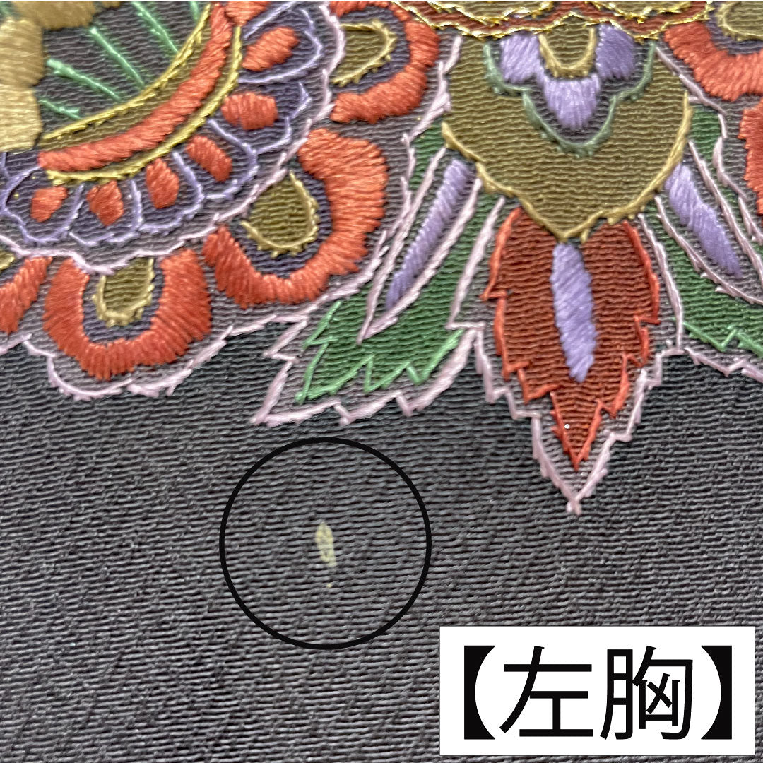 訪問着 正絹 袷 身丈167cm 裄丈67.5cm 蘇州刺繡 汕頭刺繡 しつけ糸付き 欧風文様 一つ紋 揚羽蝶 Sランク 茶系 1112003982514