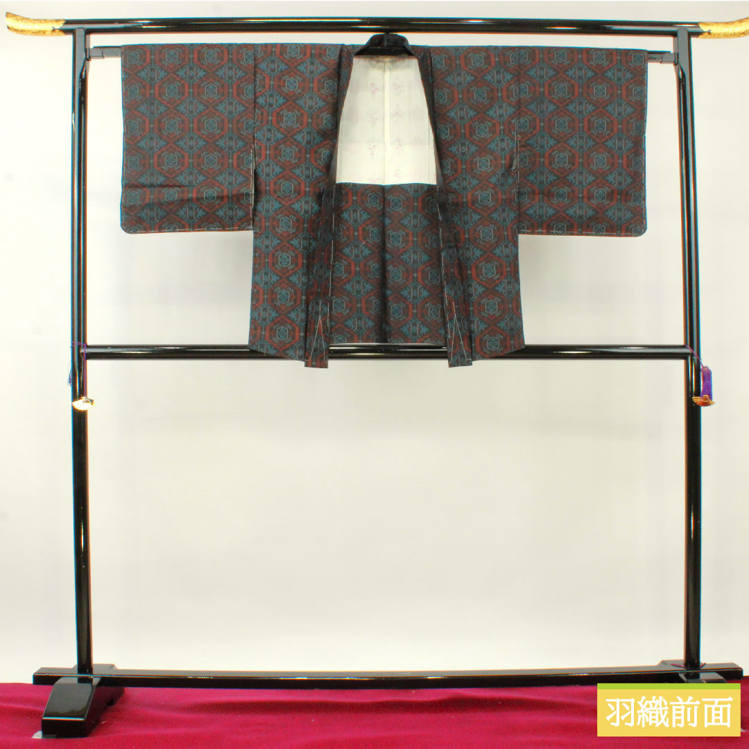 Murayama Oshima, pure silk, length 156.5cm, sleeve length 65cm, ensemble, abstract pattern, basting thread included, unused, S rank, lined, navy blue, 1116003232318