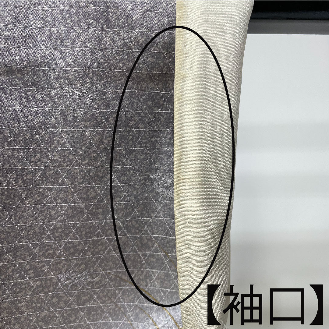 訪問着 正絹 袷 身丈161cm 裄丈65cm 鈍紫色 刺繡 Aランク グレー系 1112003703422
