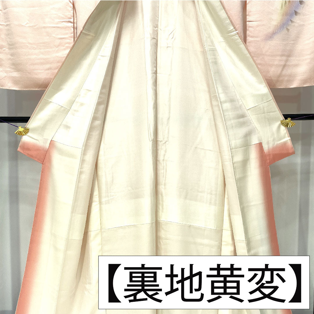 訪問着 正絹 袷 身丈167.5cm 裄丈68.5cm 今様色(いまよういろ) 京友禅 蝶 しつけ糸付き Aランク ピンク系 1112005933513