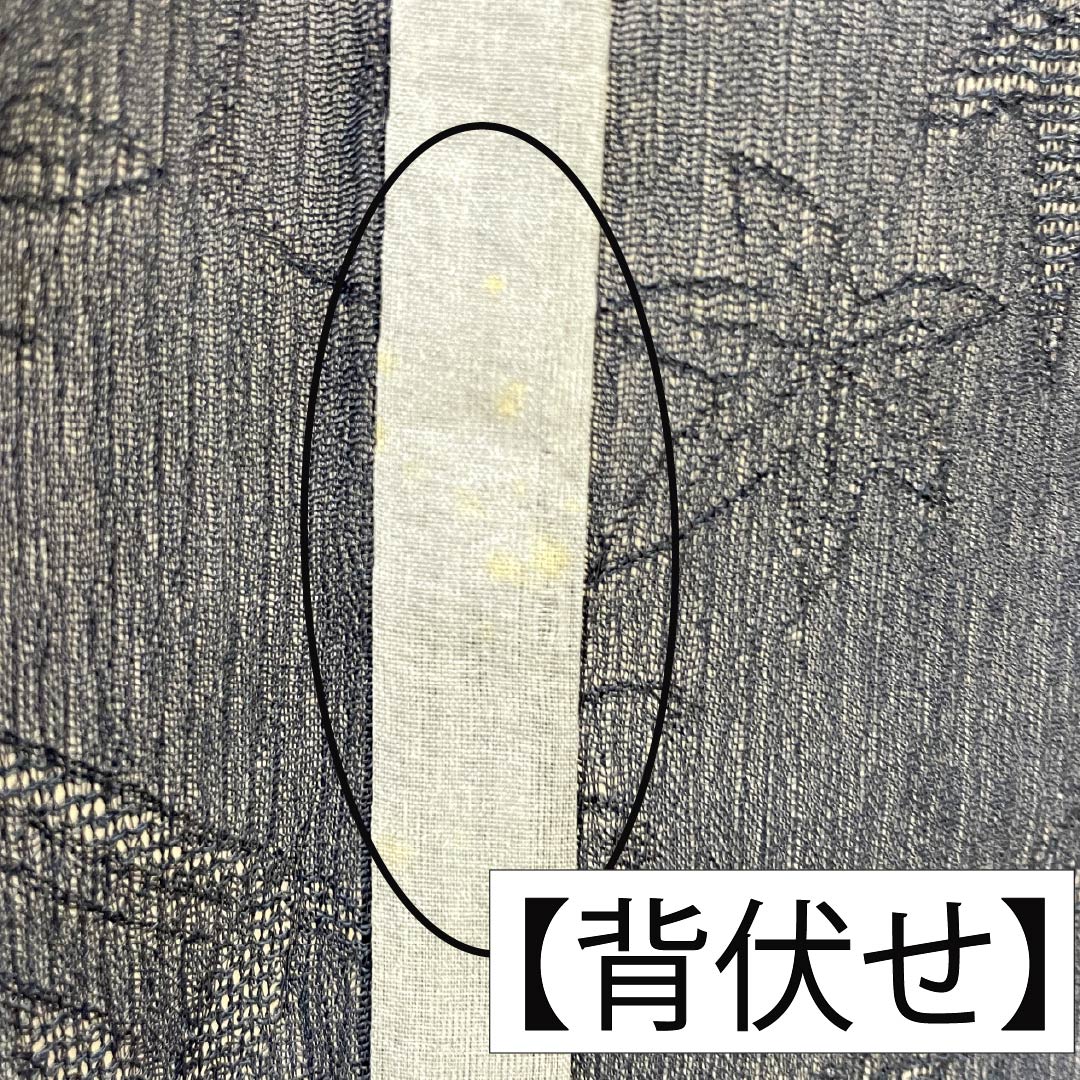 夏物 正絹 紬 身丈159cm 裄丈63cm 濃紺色(のうこんいろ) 地紋起こし 流水 紅葉 紗 Sランク 紺系 1132002832318