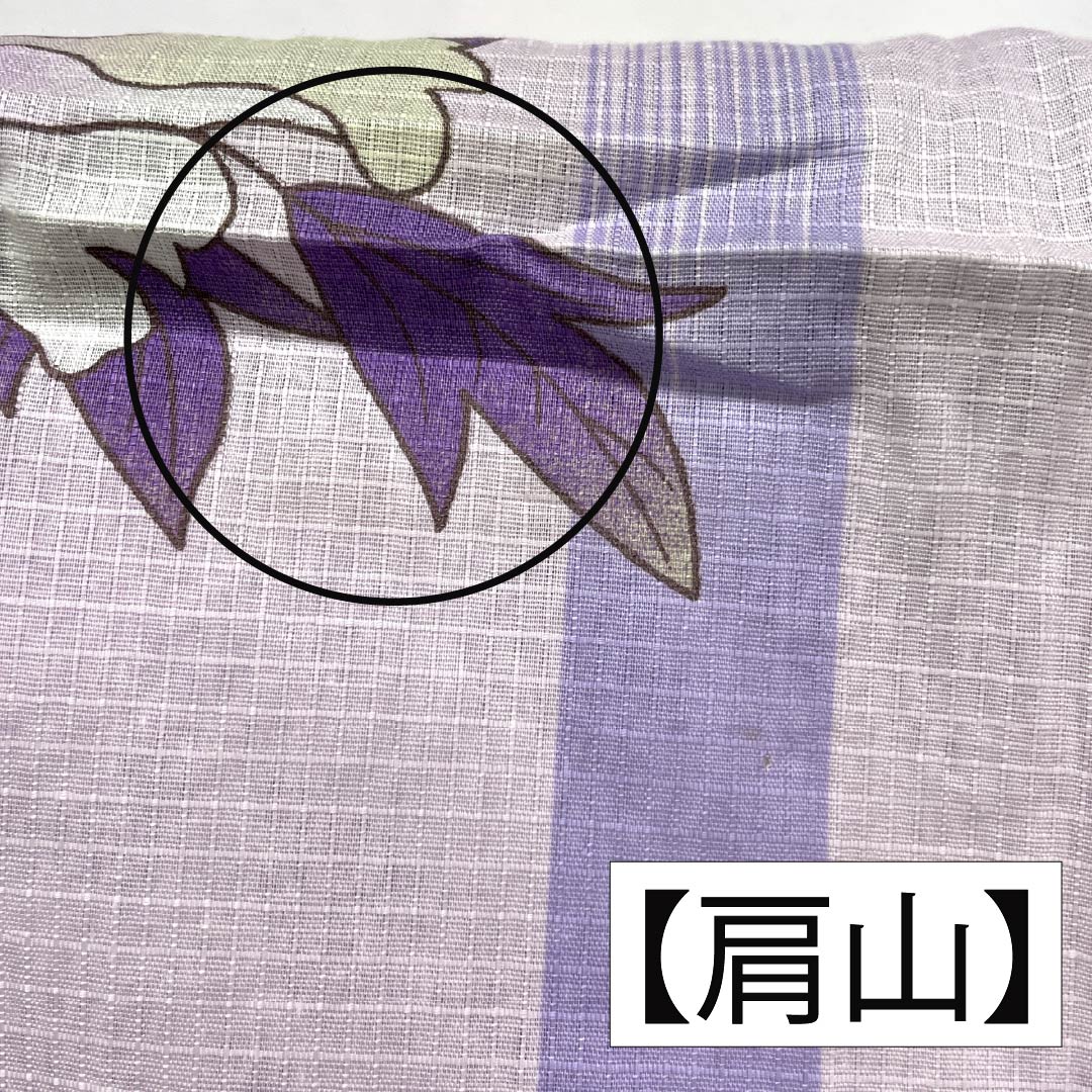 Cotton Yukata, Length 166cm, Sleeve Length 67.5cm, A-Rank, Single-Layer, Purple with Light Wisteria (Usu-Fujiiro), Peony and Bamboo Design, Product Number: 1118006053520