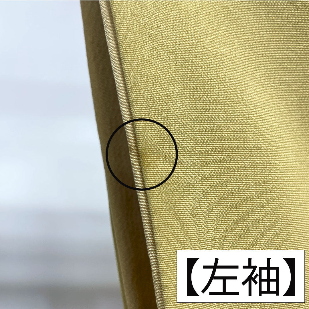 Homongi, pure silk, lined, length 164cm, sleeve length 64cm, faint yellow, Kyoto Yuzen, autumn grass pattern, one crest, five-fold fan, A rank, yellow, 1112004323423