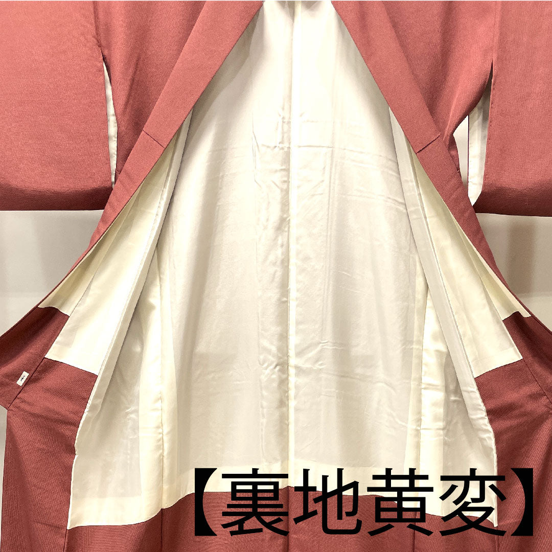 小紋 身丈172cm 裄丈67.5cm 袷 蘇芳色 江戸小紋 草木染 行儀 正絹 Sランク 赤系 1115003502612