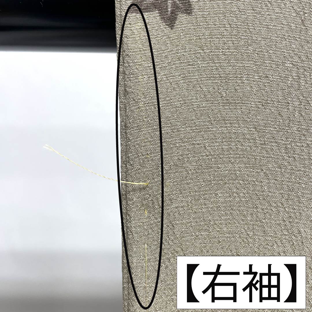 訪問着 ポリエステル Aランク 袷 身丈165.5cm 裄丈66.5cm 銀煤竹色(ぎんすすたけいろ) 花 鈴 洗える着物 ベージュ系 1112007373525