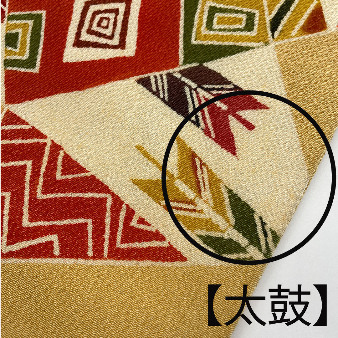 Nagoya obi, Kyoto Bingata dyed obi, crepe, auspicious pattern, obi length 360.5cm, pure silk, A rank, point pattern, casual, yellow, 1124001983323, Nagoya style