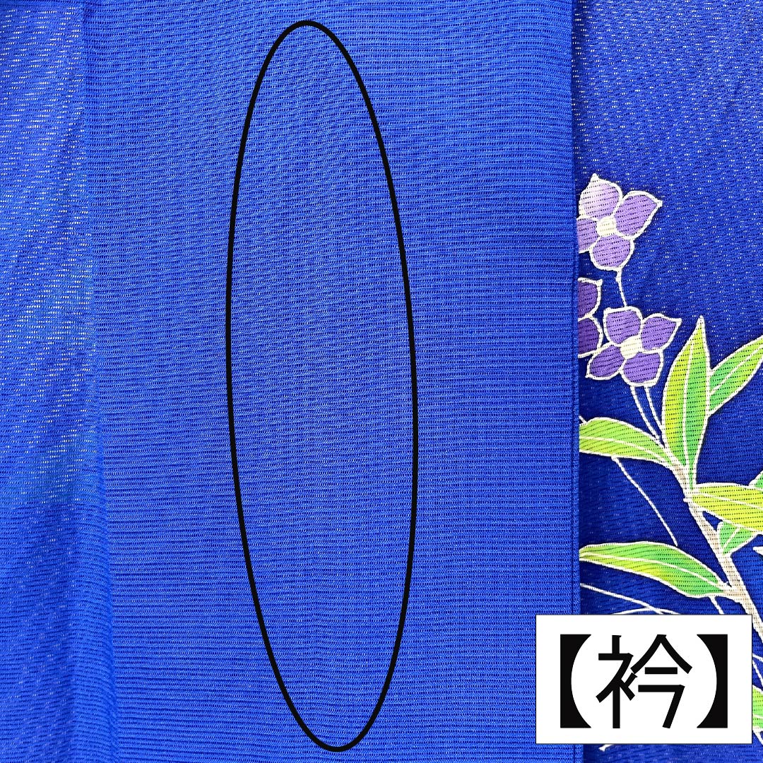 Summer Silk Homongi A-Rank, Length 157.5cm, Sleeve-to-Sleeve 64cm, Lapis Lazuli, Tsukesage, Floral Pattern, Kyo-Yuzen, Ro, Blue, 1132003753317