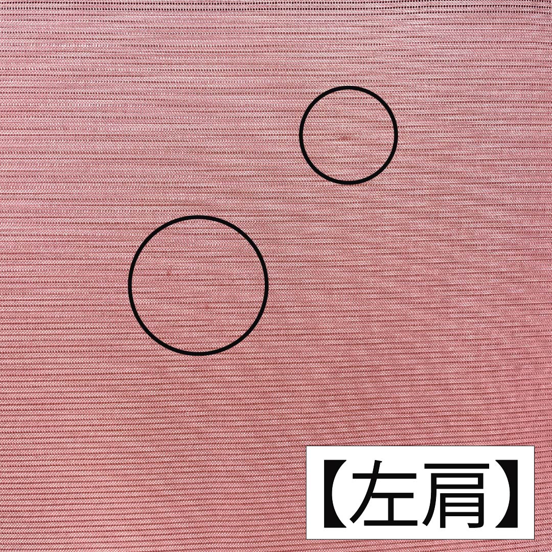 夏物 ポリエステル 色無地 Aランク 身丈151cm 裄丈67cm 浅蘇芳色(あさきすおういろ) 洗える着物 素無地 絽 ピンク系 1132003893213