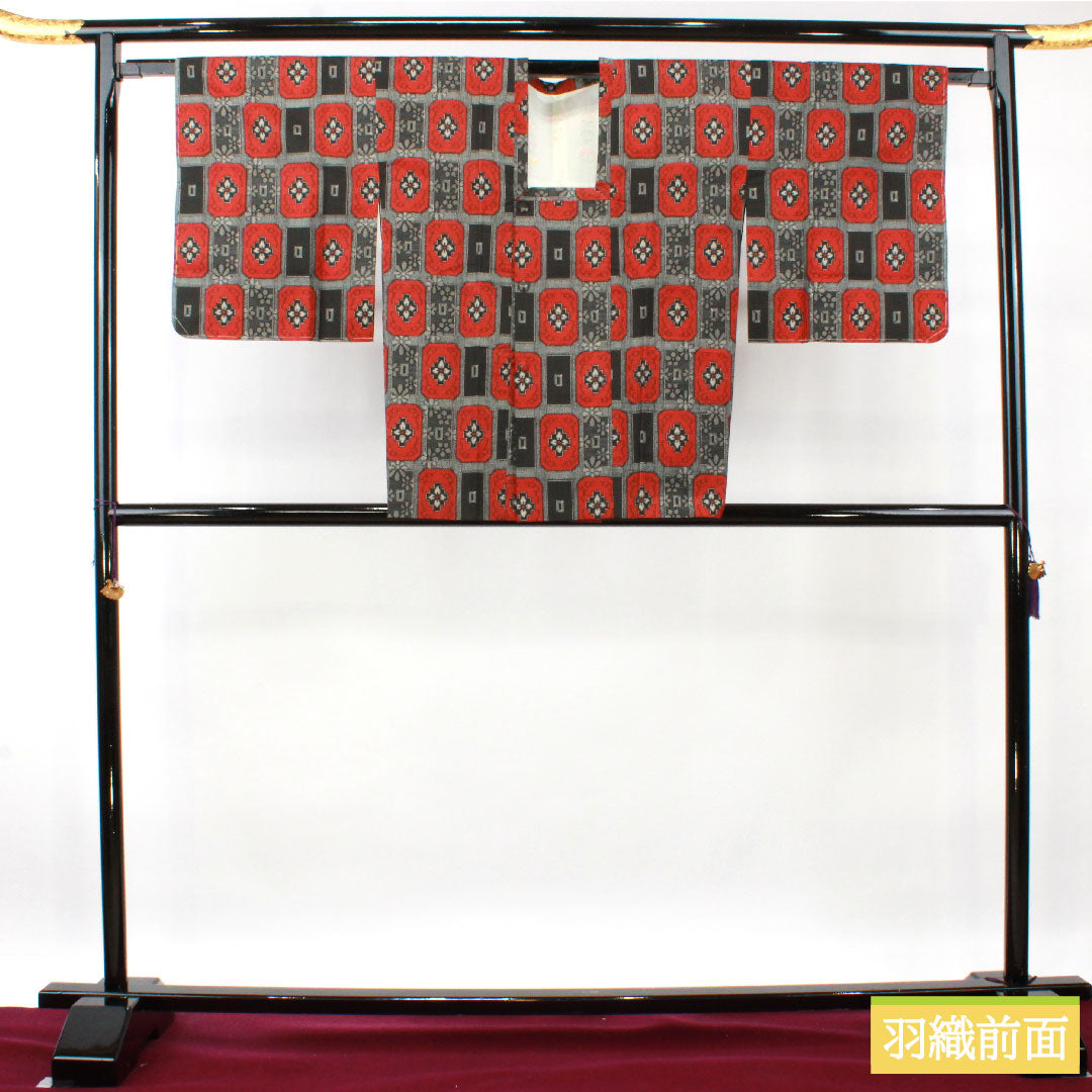 Murayama Oshima, pure silk, length 158.5cm, sleeve length 64.5cm, ensemble, abstract pattern, basting thread included, unused, S rank, lined, black, 1116003262310
