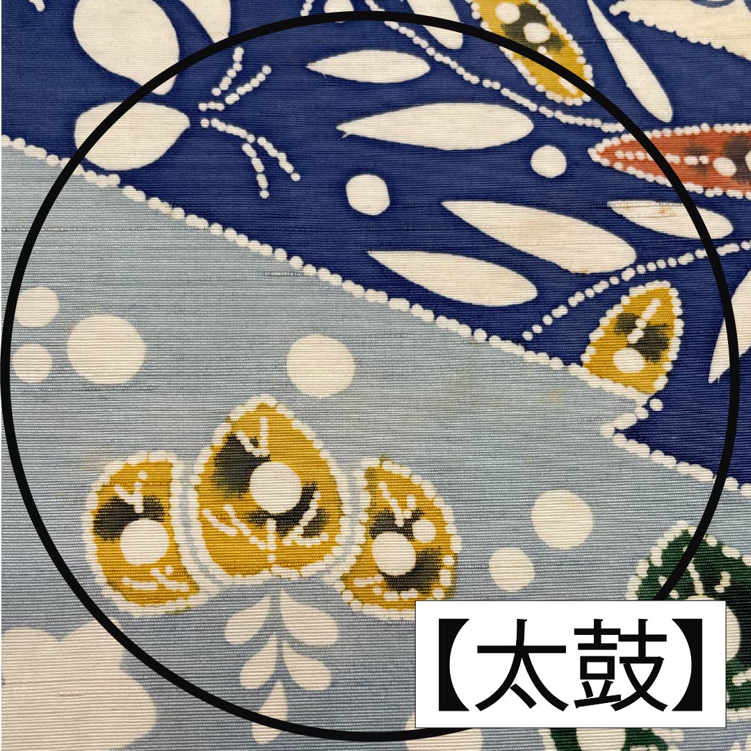 名古屋帯 韓藍色(からあいいろ) 紬地 辻ヶ花 染め帯 帯丈358cm 正絹 Bランク ポイント柄 カジュアル 青系 1124008264317 名古屋仕立て