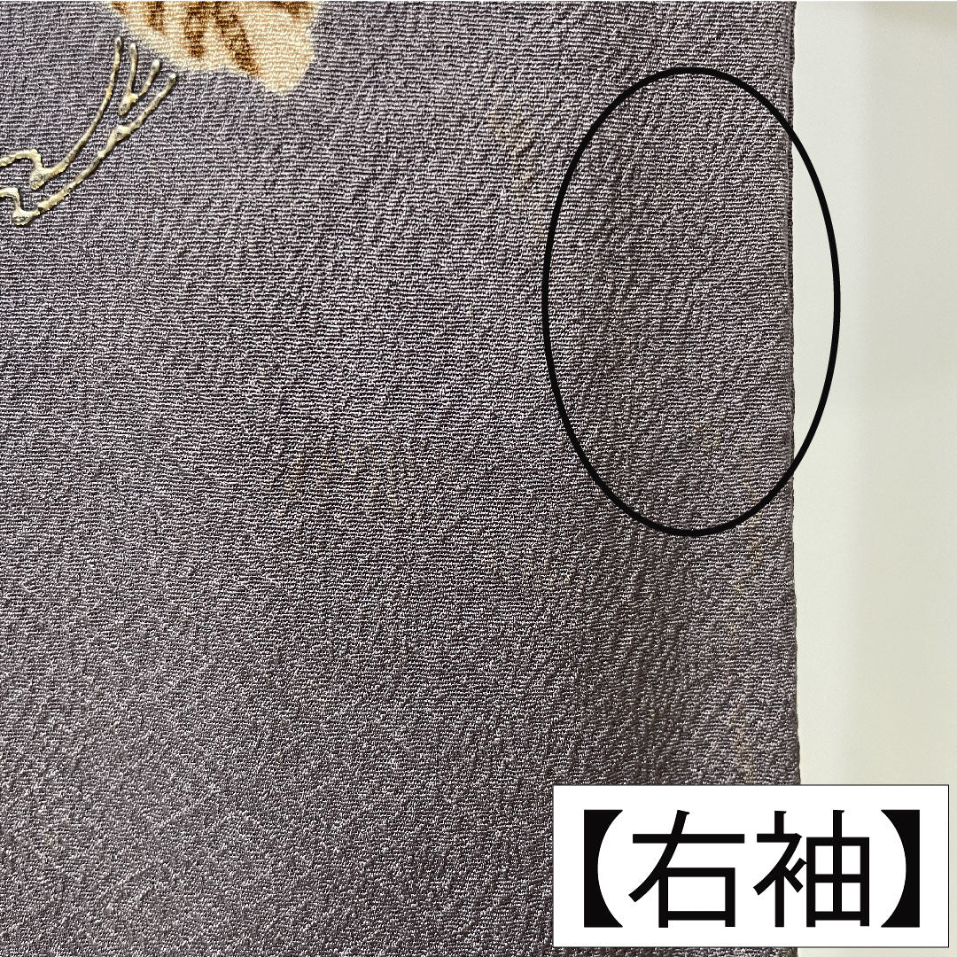 訪問着 正絹 袷 身丈159.5cm 裄丈63.5cm 紫鼠色(むらさきねずいろ) ちりめん地 辻ヶ花 道長取り 付下げ Aランク グレー系 1112005583322