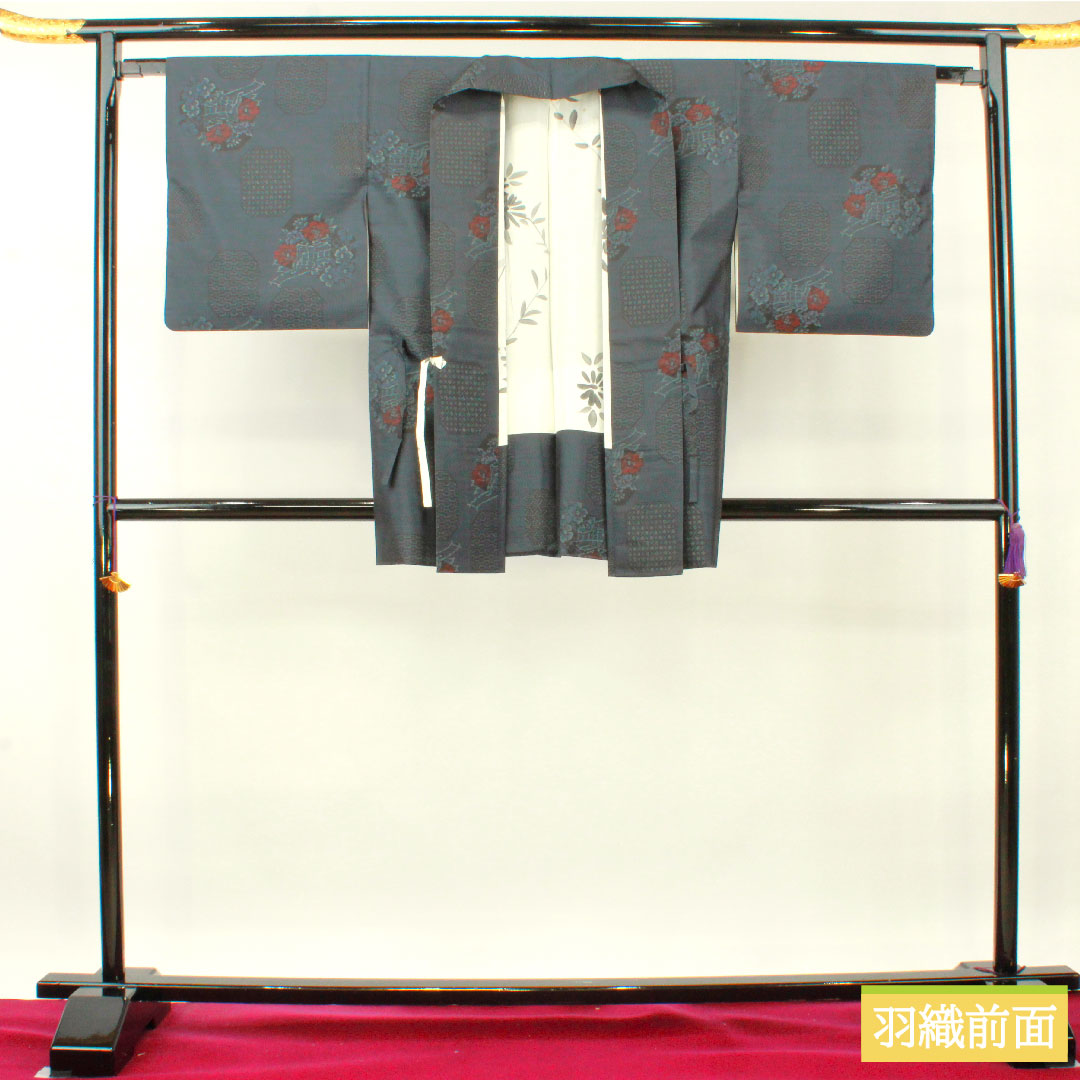 Oshima Tsumugi silk Length 157cm Sleeve length 64.5cm Ensemble S rank Awase Navy 1116003242318