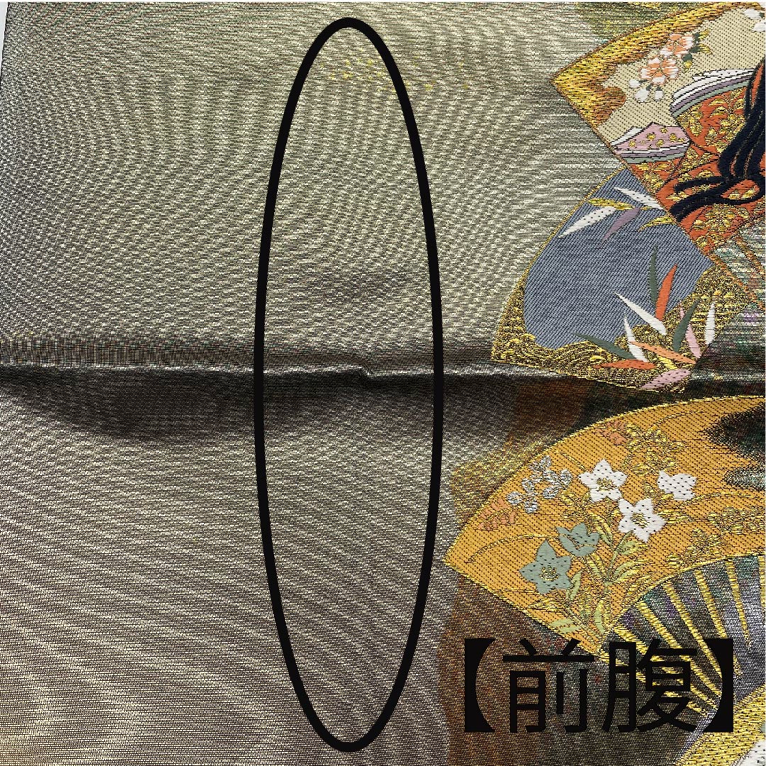【未仕立】袋帯 正絹 Aランク 紀州茶色(きしゅうちゃいろ) 紫式部 扇 一蔵 帯丈462cm 六通 フォーマル グレー系 1123007943422