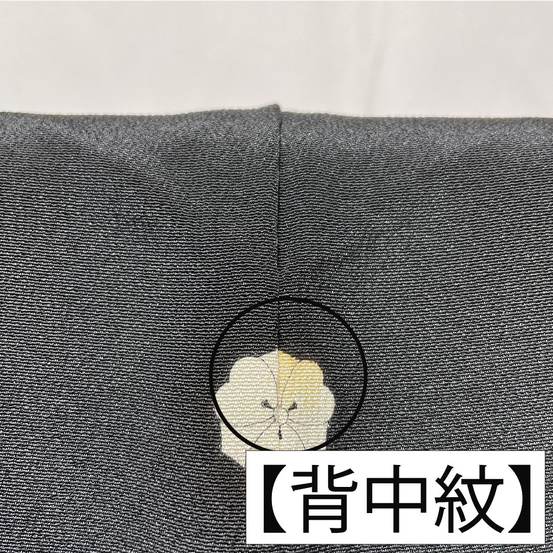 黒留袖 正絹 身丈165cm 裄丈63cm 袷 京友禅 鶴 菊 竹 梅 五つ紋 剣片喰 Aランク 黒系 1111001503510