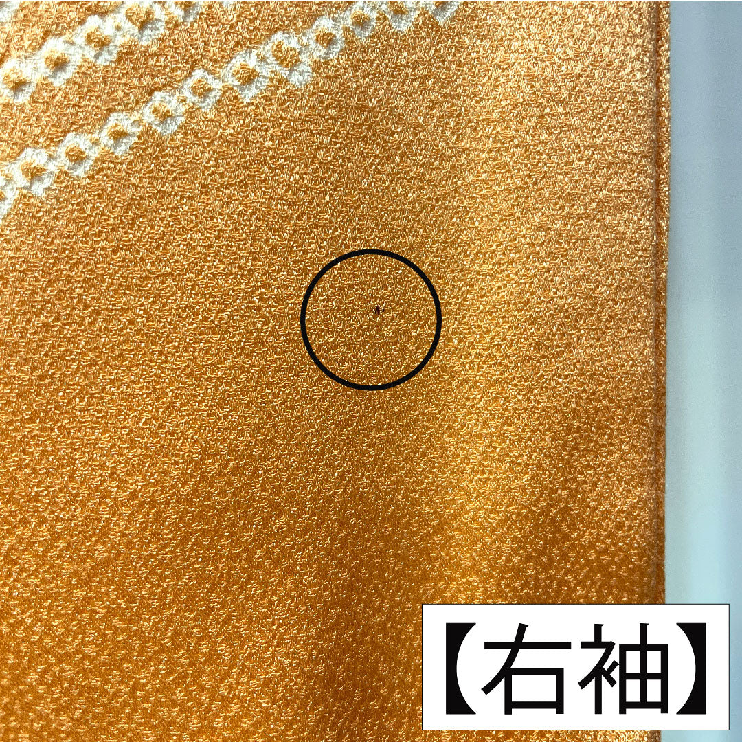 Homongi, pure silk, lined, length 154cm, sleeve length 64cm, vermilion, partially tie-dyed, partially embroidered, chrysanthemum, A rank, orange, 1112005403226