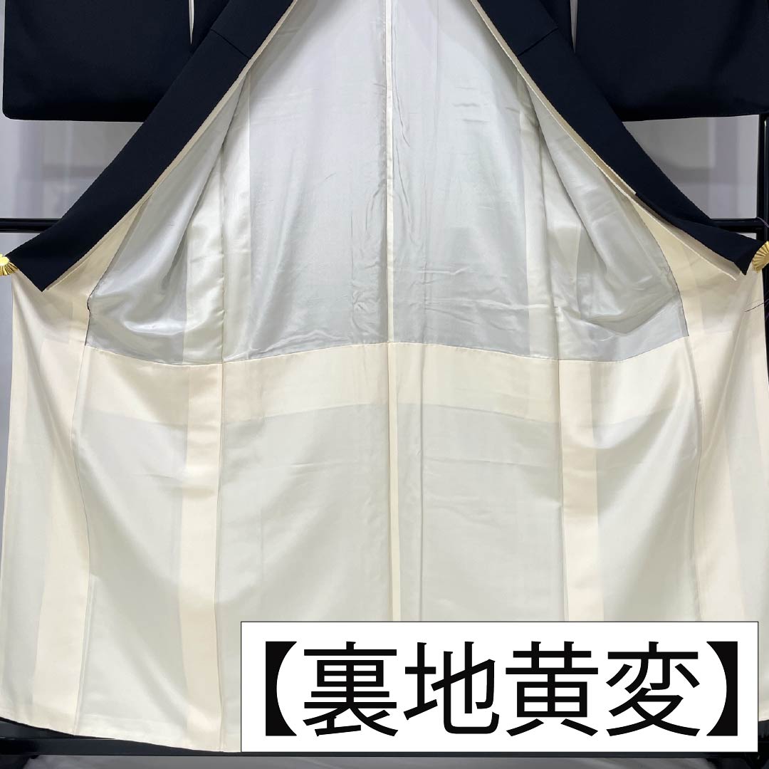 黒留袖 正絹 Aランク 身丈158.5cm 裄丈64cm 袷 金彩 五つ紋 上り藤 束ね熨斗 五つ紋 黒系 1111002043310