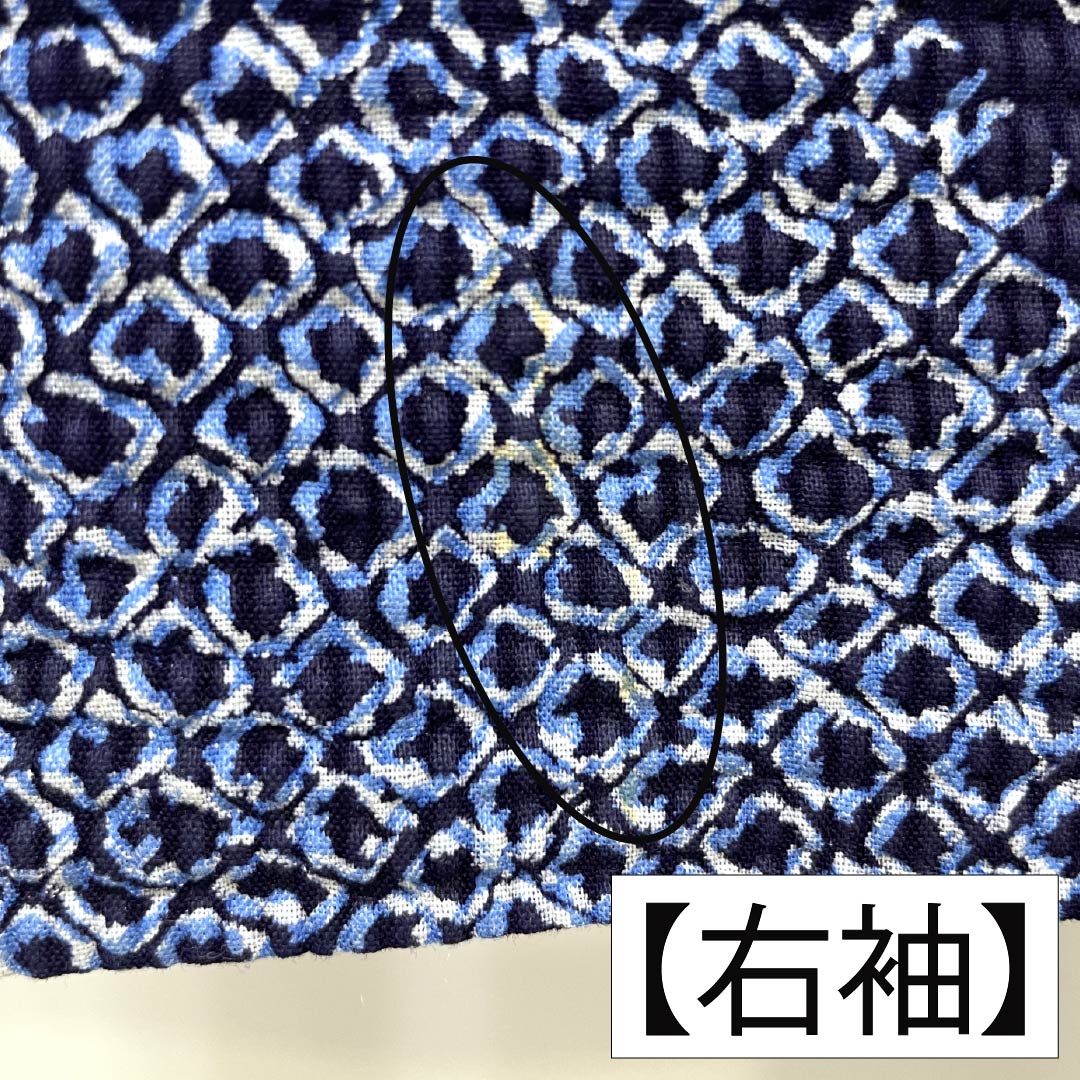 浴衣 木綿 身丈155cm 裄丈63cm Aランク 単衣 紺系 抽象花 リップル 1118005873318