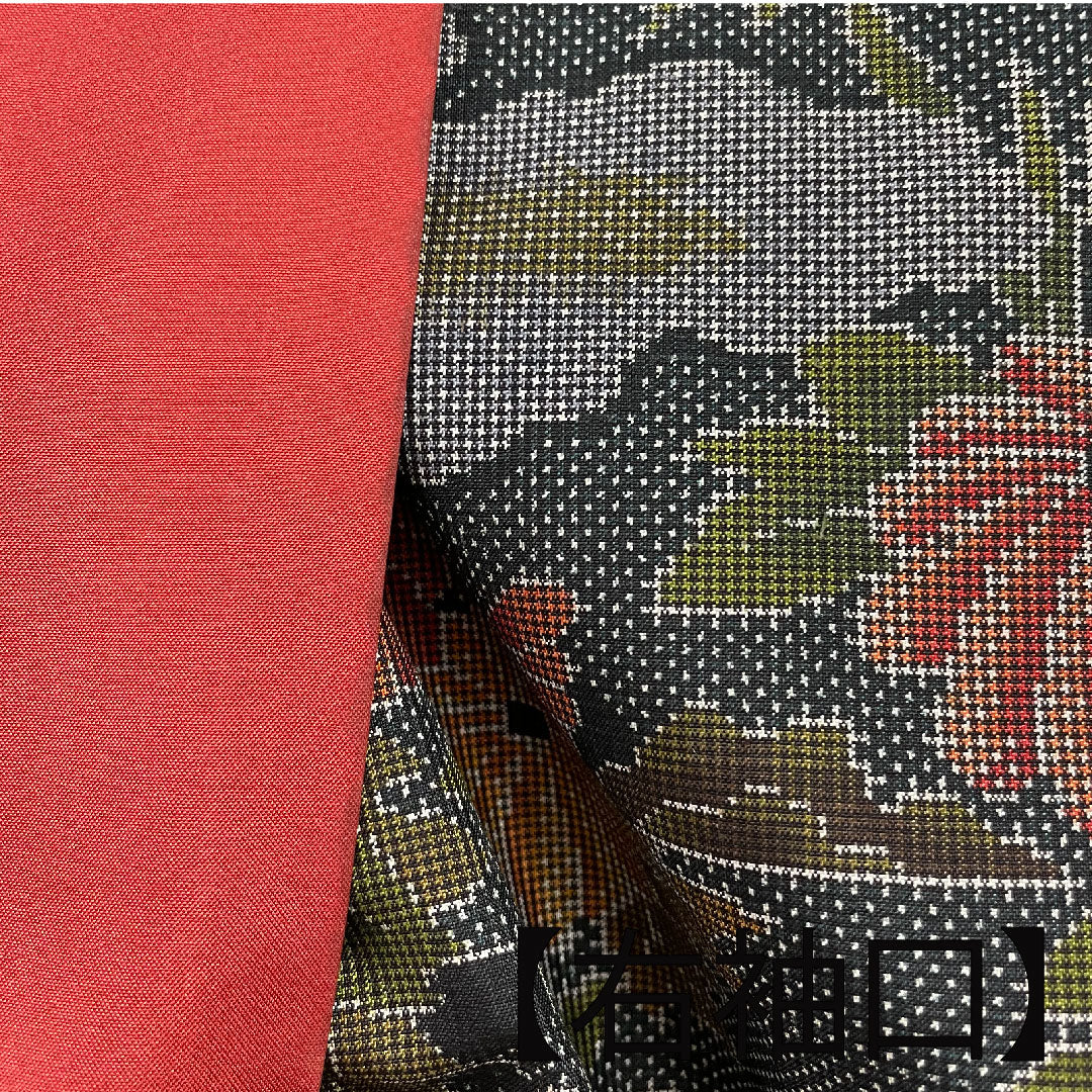 Oshima Tsumugi, Length 156.5cm, Sleeve length 64.5cm, Warp and weft ikat, Floral pattern, Pure silk, A rank, Lined, Green, 1116001853319
