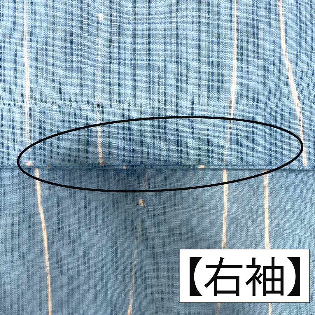 夏物 ポリエステル 小紋 身丈161cm 裄丈68cm 浅藍色(うすらんいろ) 竪絽 縞 鶴 絽 Bランク 水色系 1132002484424