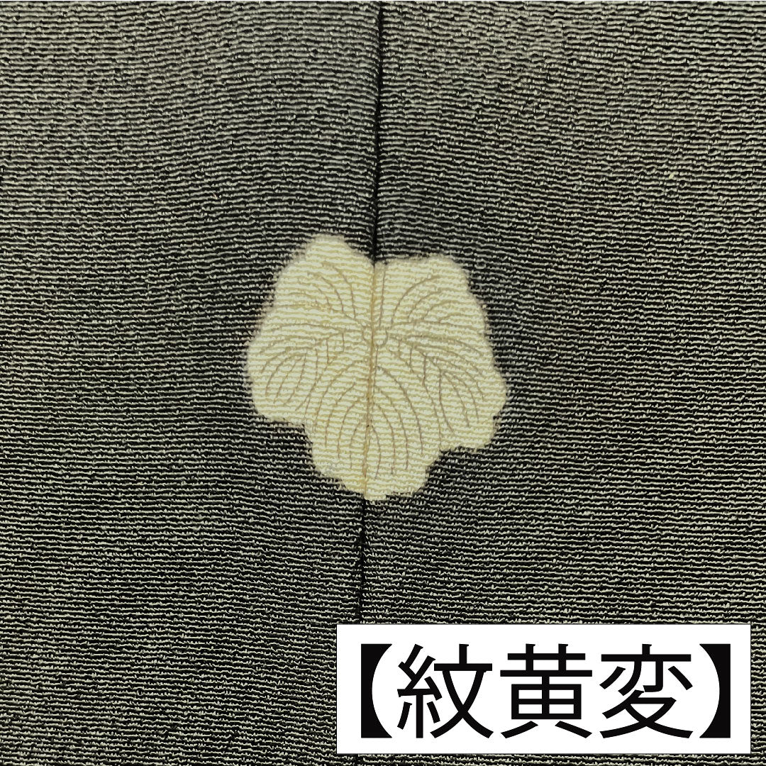 Black formal kimono, pure silk, length 156.5cm, sleeve length 61.5cm, lined, wave, hidden placket, five crests, ivy, A rank, black, 1111001373310