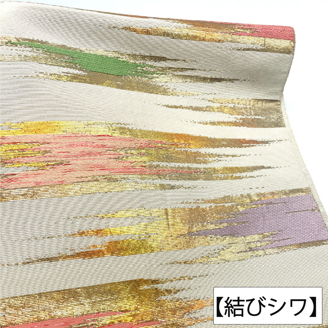 Fukuro Obi (sash), pure silk, A-rank, Nishijin-ori (woven fabric), Reimei Manzan, by Tamaki Bijutsu Orimono, 420cm long, six-pass, semi-formal, white, 1123016523311