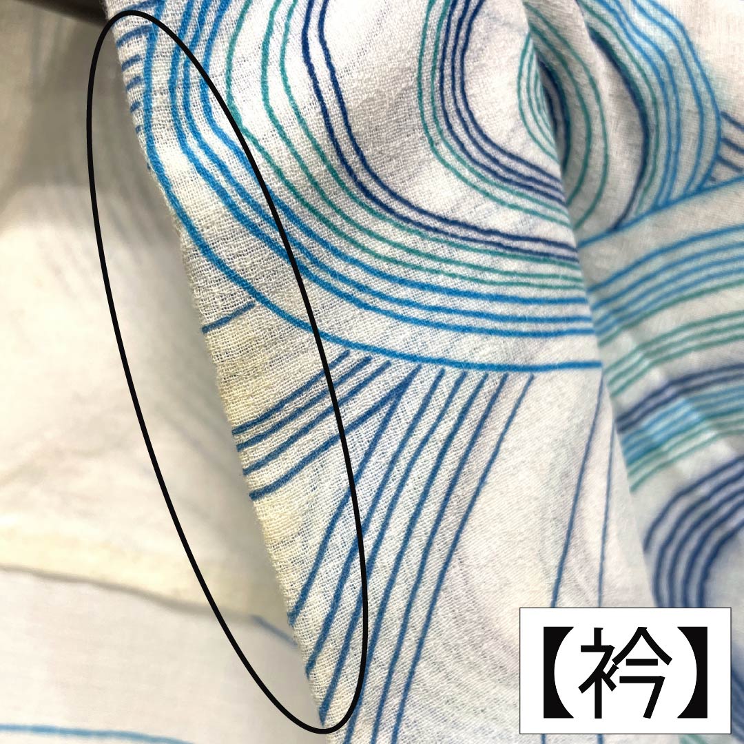 浴衣 木綿 Bランク 身丈154cm 裄丈65cm 白色 波 型染 単衣 白系 1118007034211