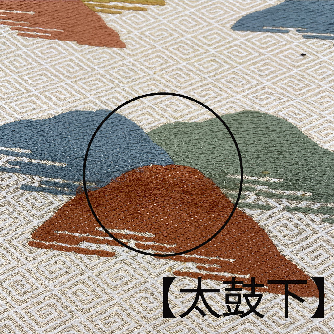 Nagoya obi, Living National Treasure Kitagawa Heiro, Honkaraori, Toyama pattern, obi length 369cm, pure silk, B rank, six-pass, casual, cream color, 1124001314315, open tailoring
