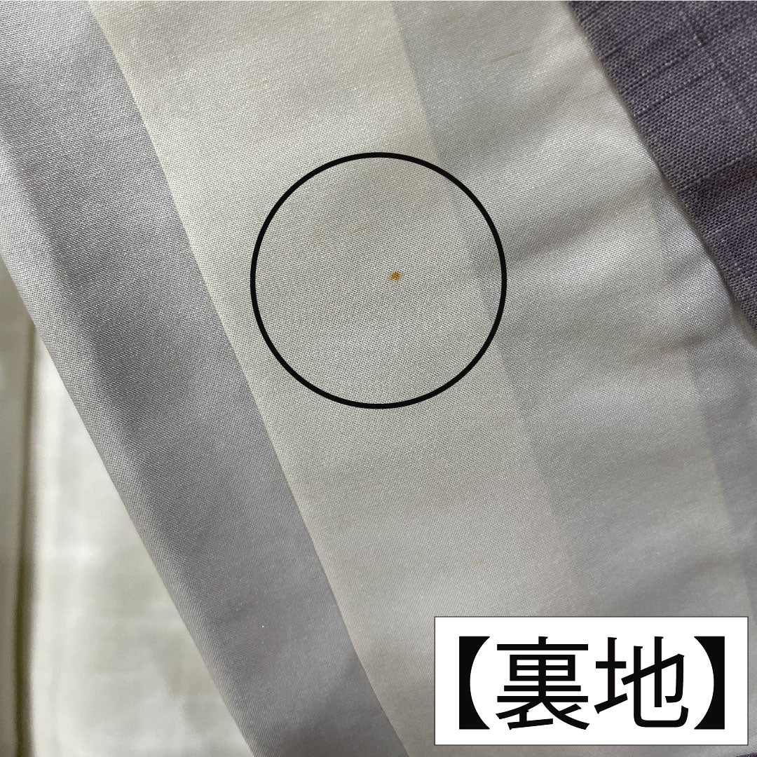 紬 正絹 身丈149.5cm 裄丈60.5cm 鈍紫色(にぶむらさきいろ) 流水 花模様 Aランク 袷 グレー系 1116003593122