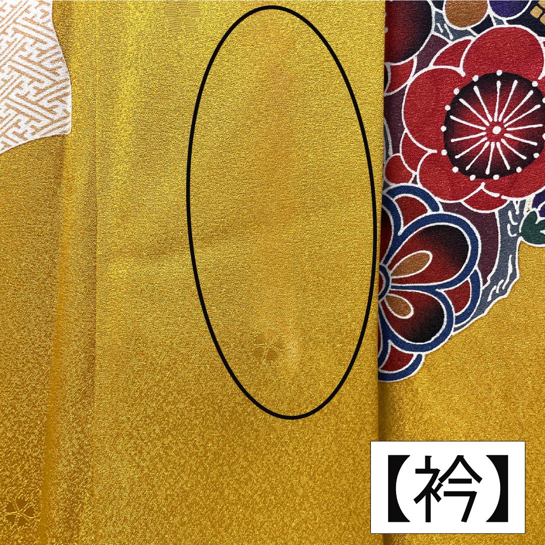 振袖 正絹 Aランク 身丈167.5cm 裄丈70.5cm 袷 萱草色(かんぞういろ) 京紅型 束ね熨斗 橙系 1113002423526