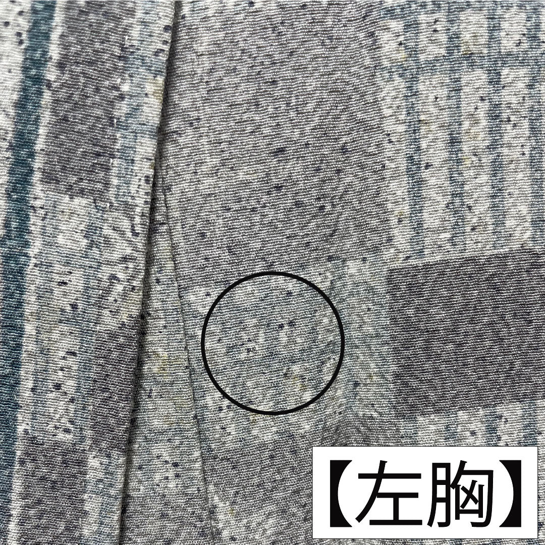 小紋 正絹 身丈151.5cm 裄丈62.5cm 袷 雲井鼠色(くもいねずいろ) 町家風景 幾何学模様 Aランク グレー系 1115004223222