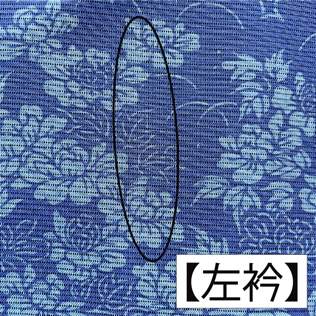 夏物 正絹 小紋 身丈157cm 裄丈65cm 紺桔梗色(こんききょういろ) 京紅型 草木染 五泉 絽 Aランク 紺系 1132002123318