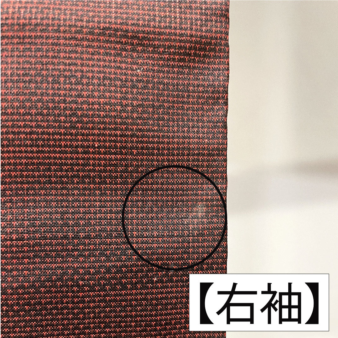 訪問着 正絹 袷 身丈158.5cm 裄丈65cm 生臙脂色(しょうえんじいろ) 大島紬地 紬地 蘇州刺繡 草花模様 Aランク 赤系 1112005493312