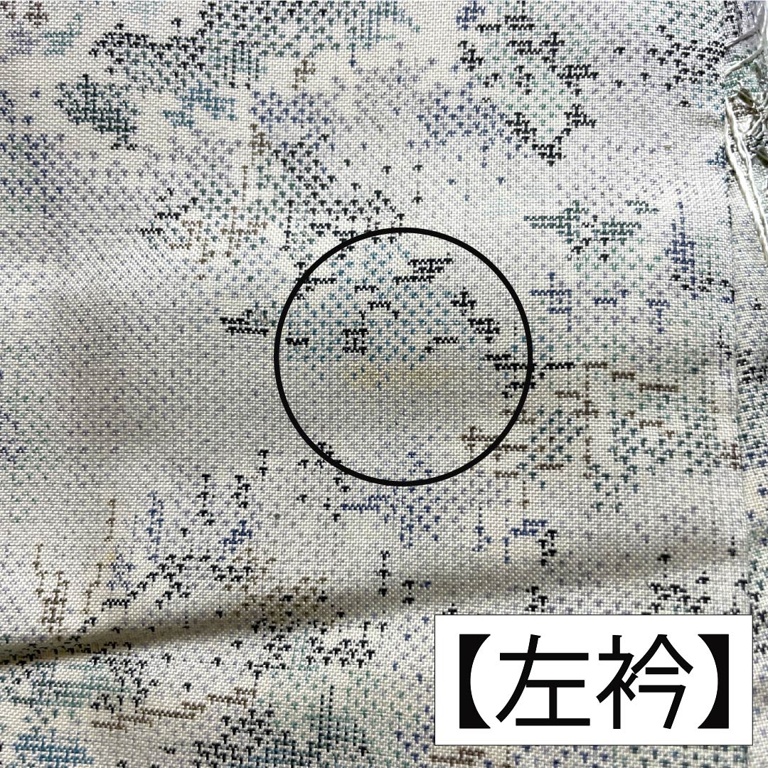 紬 正絹 Aランク 身丈157cm 裄丈62.5cm 白大島 9マルキ 汕頭刺繡 風景模様 袷 白系 1116005253311