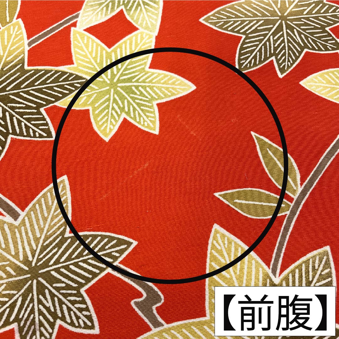 名古屋帯 正絹 Aランク 開き仕立て 京緋色(きょうひいろ) 染め帯 型染 枝葉 帯丈350cm 全通 カジュアル 赤系 1124012053312