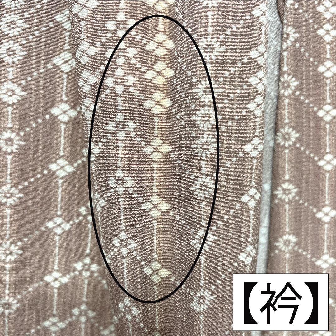 Komon (small pattern) kimono, pure silk, A rank, length 144.5cm, sleeve length 60.5cm, single layer, Saga-nezuiro (Saga-nezu-iro) color, geometric pattern, pink, product number 1115007623113